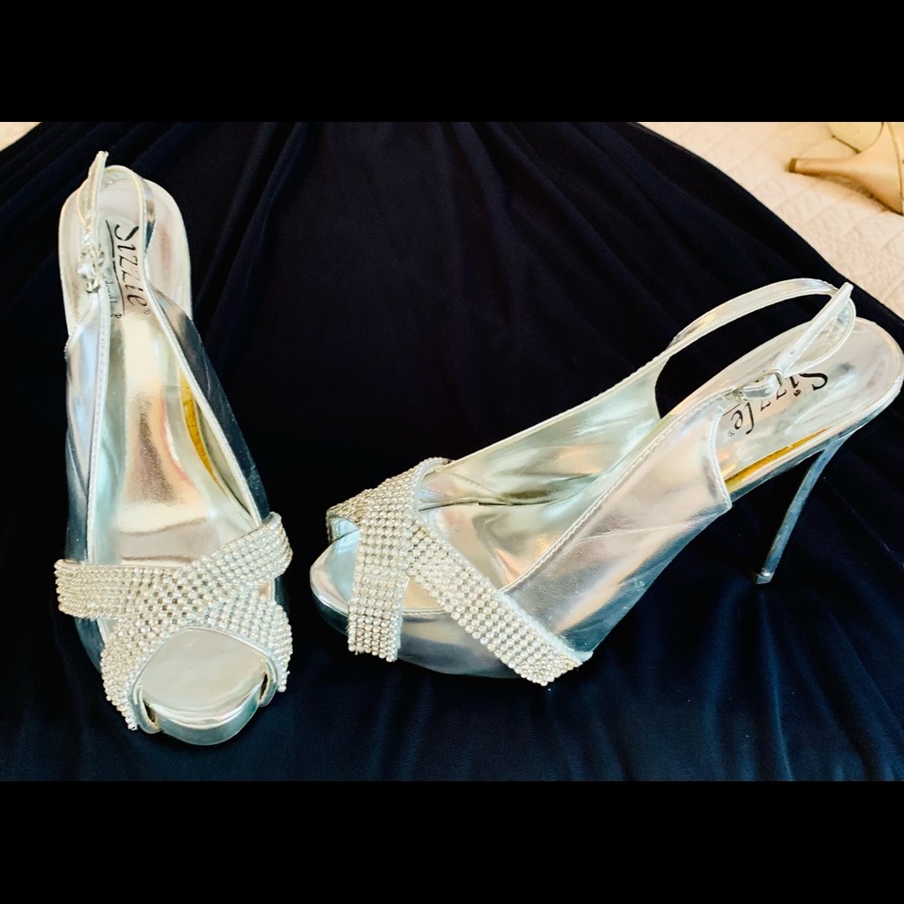 Silver heels beaded